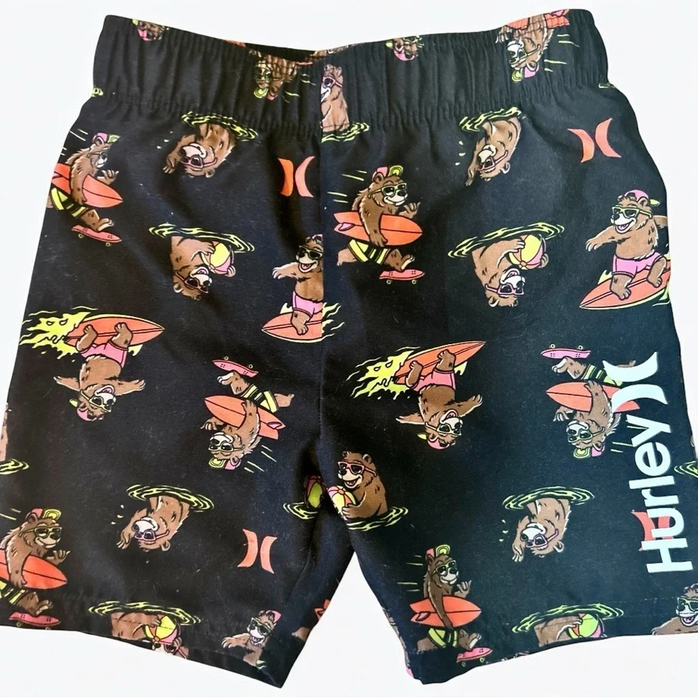 Hurley Boys Swim Trunks 3T Graphic Bathing Suit Toddler Shorts Boys Beachwear